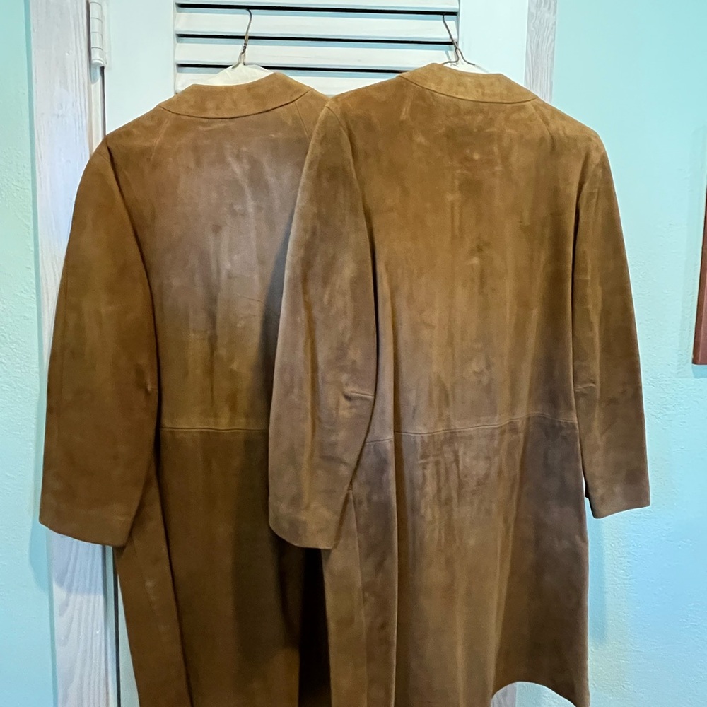 Light Brown Suede Long Coat with Lining  - Medium